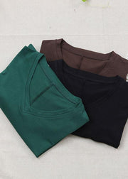 Style Black asymmetrical design Cotton Tee Short Sleeve - SooLinen