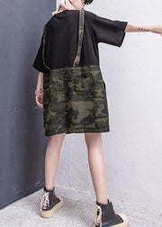 Style Camouflage Cotton clothes false two pieces Plus Size summer Dresses - SooLinen