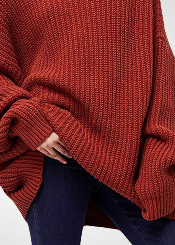 Style Caramel Turtle Neck Oversized Wool Knit Sweater Tops Winter