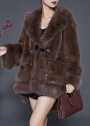 Style Chocolate Oversized Low High Design Fuzzy Fur Fluffy Jacket Winter