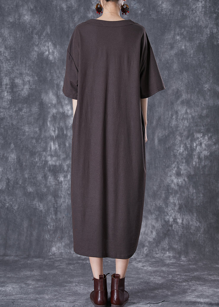 Style Chocolate Oversized Side Open Cotton Long Dress Summer