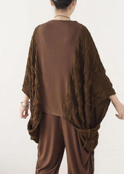Style Chocolate Patchwork Wrinkled Top Fall - SooLinen