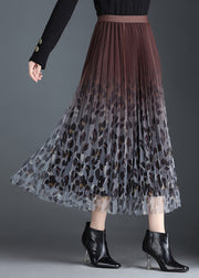 Style Chocolate High Waist Gradient color A Line Fall Skirt