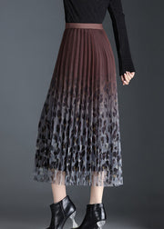 Style Chocolate High Waist Gradient color A Line Fall Skirt