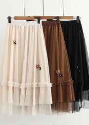 Style Chocolate Patchwork Nail bead A Line Fall Skirts