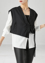 Style Colorblock Oversized Patchwork Cotton Fake Two Piece Coats Fall