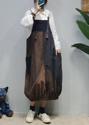 Style Colorblock pockets Patchwork Plaid Cotton Strap Dress Summer