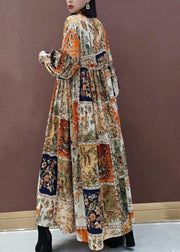 Style Floral Tunics Lapel Exra Large Hem Vestidos De Lino Spring Dresses - SooLinen