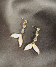 Style Gold Mermaid Tail Zircon Metal Tassel Drop Earrings