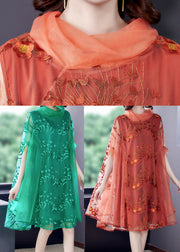 Style Green Embroidered Tulle Vacation Dresses Spring