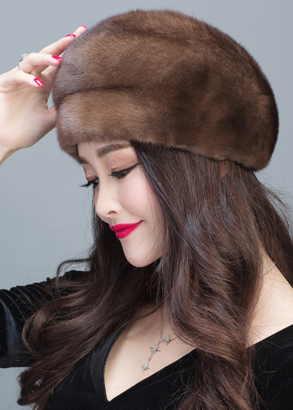 Style Grey Warm Mink Hair Knitted Beret Hat