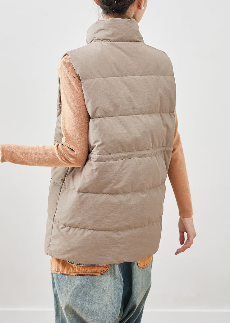 Style Khaki Cinched Thick Duck Down Vests Winter