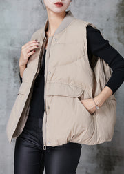 Style Khaki Pockets Patchwork Fine Cotton Filled Vests Spring