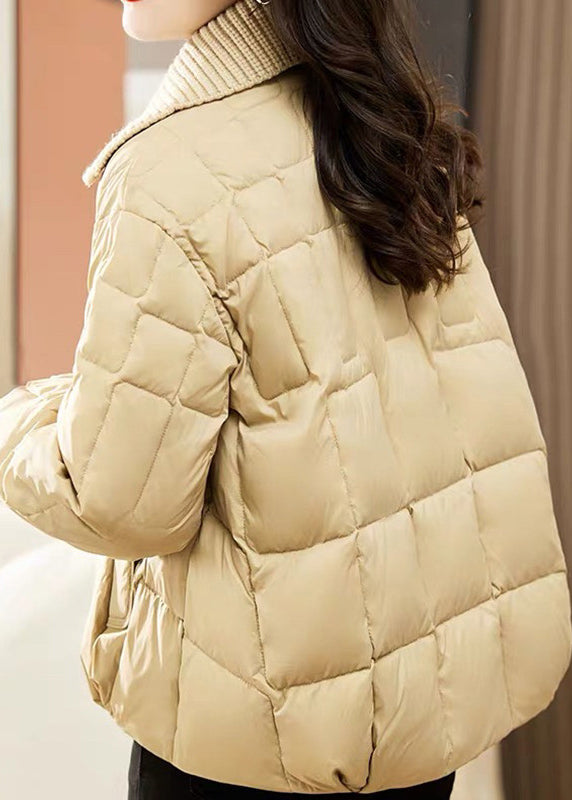 Style Khaki Tasseled Pockets Patchwork Fine Cotton Filled Coat Winter