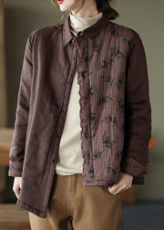 Style Lapel Asymmetric Top Quality Coats Women Blouses Chocolate Print Art Jackets - SooLinen