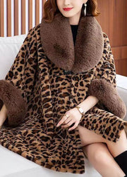 Style Leopard Peter Pan Collar Patchwork Mink Velvet Coats Winter