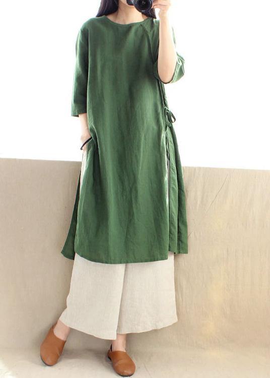 Style O Neck Half Sleeve Clothes Photography Green Dress - SooLinen