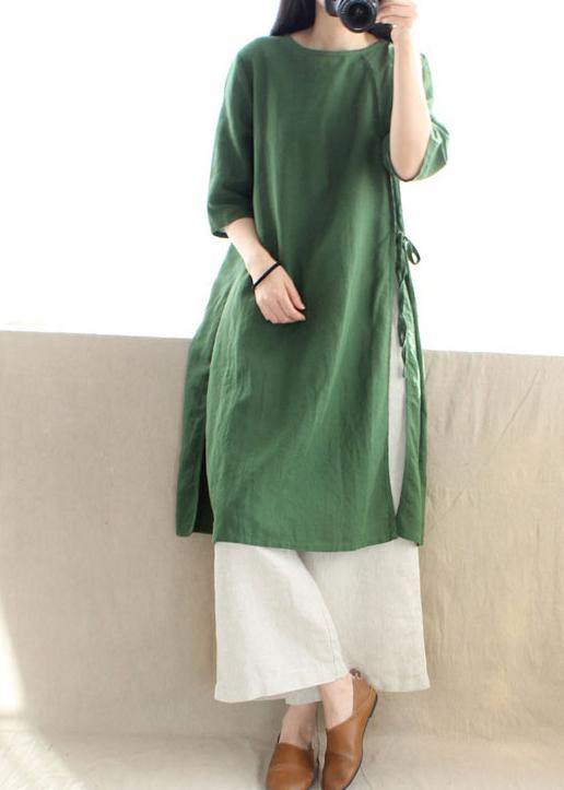 Style O Neck Half Sleeve Clothes Photography Green Dress - SooLinen