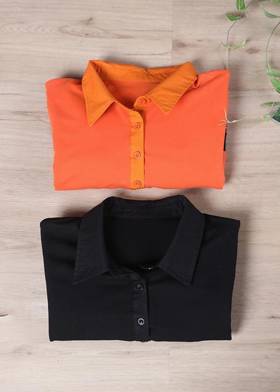 Style Orange Peter Pan Collar Loose Sweatshirt - SooLinen