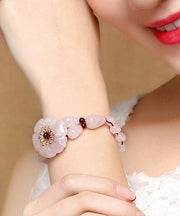 Style Pink Hand Woven Crystal Garnet Charm Bracelet
