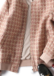 Style Pinker Wollmantel mit Reißverschluss und Karomuster Winter