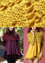 Style Purple Knit Patchwork Lace Winter Knit Dress