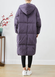 Style Purple Oversized Big Pockets Warm Duck Down Jacket In Winter