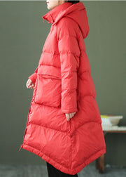 Stil Rot Reißverschluss Taschen Entendaunen Daunenmantel Winter