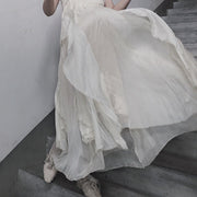 Style Spaghetti Strap Asymmetric Tunics Catwalk White Dresses - SooLinen