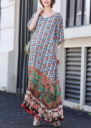 Style V Neck Dress Sleeve Print Traveling Dress - SooLinen