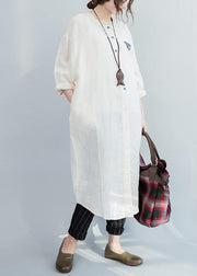 Style White Button Maxi Summer Cotton Dress - SooLinen