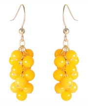 Style Yellow 14K Gold Chalcedony Grape Drop Earrings