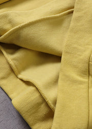 Style Yellow Hooded Patchwork Warm Fleece Sweatshirts Winter