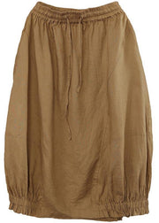 Style Yellow Pockets A Line Summer Linen  Skirts - SooLinen