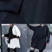 Style asymmetric cotton tunic top Tutorials black blouse fall - SooLinen