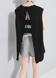 Style black cotton clothes For Women Backless cotton summer blouses - SooLinen
