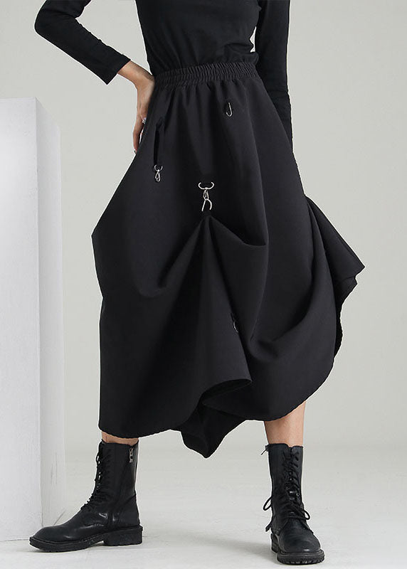 Style black elastic waist Asymmetrical Sequined Skirts Spring