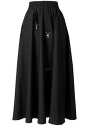 Stil schwarze elastische Taille Asymmetrische Röcke mit Pailletten Frühling