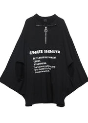 Style black lapel collar cotton clothes Batwing Sleeve Art fall shirt - SooLinen