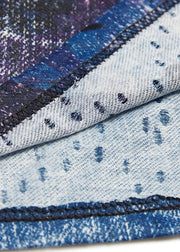 Style blue print Cotton quilting clothes Pakistani design short sleeve false two pieces daily Summer Dresses