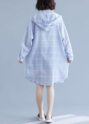 Style blue sunscreen cotton clothes For Women hooded Art summer top - SooLinen