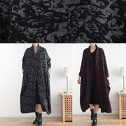 Style burgundy jacquard fine clothes pattern asymmetric coats - SooLinen