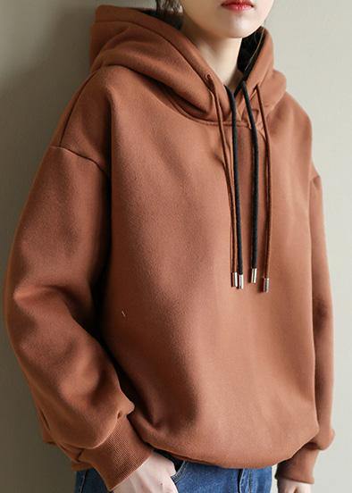 Style chocolate cotton top silhouette wild box Double-layer hooded tops - SooLinen