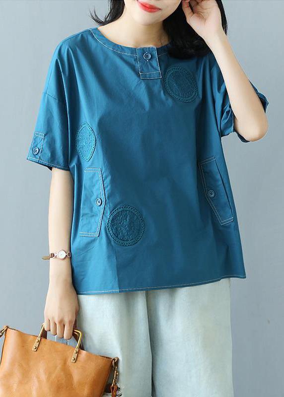 Style clothes For Women Pakistani Summer Cotton Solid Buttons Half Sleeve T-shirt - SooLinen
