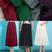 Style elastic waist chiffon clothes Sewing green Dress summer - SooLinen