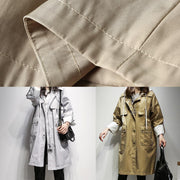 Style gray Fashion tunic coat Work Outfits hooded drawstring coat - SooLinen