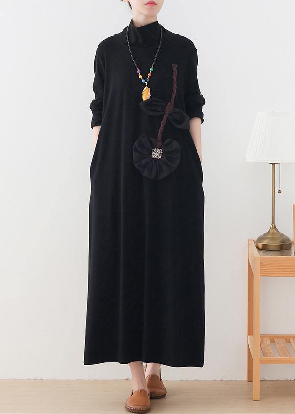 Style high neck dress Fashion Ideas black Lotus Dress - SooLinen