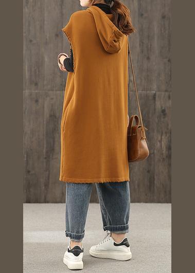 Style hooded pockets shirts pattern brown shirts - SooLinen