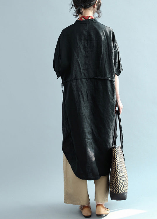 Stil Revers Button Down Baumwolle Top Silhouette Lässiger Ausschnitt schwarz Kleider Bluse Sommer