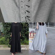 Style o neck exra large hem cotton dresses Runway black A Line Dress - SooLinen